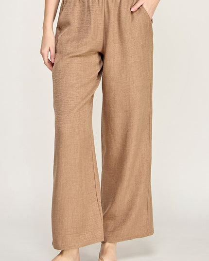 Linen Drawstring Pants – Relaxed Wide Leg Fit