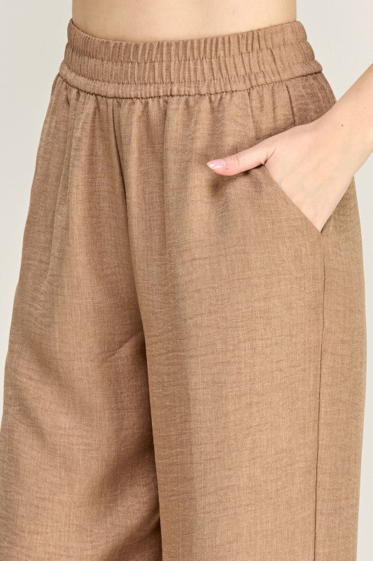 Linen Drawstring Pants – Relaxed Wide Leg Fit