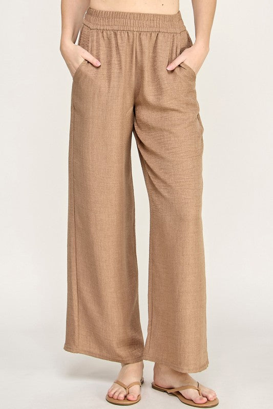 Linen Drawstring Pants – Relaxed Wide Leg Fit