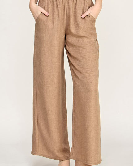 Linen Drawstring Pants – Relaxed Wide Leg Fit