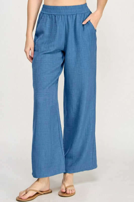 Linen Drawstring Pants – Relaxed Wide Leg Fit