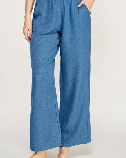 Linen Drawstring Pants – Relaxed Wide Leg Fit
