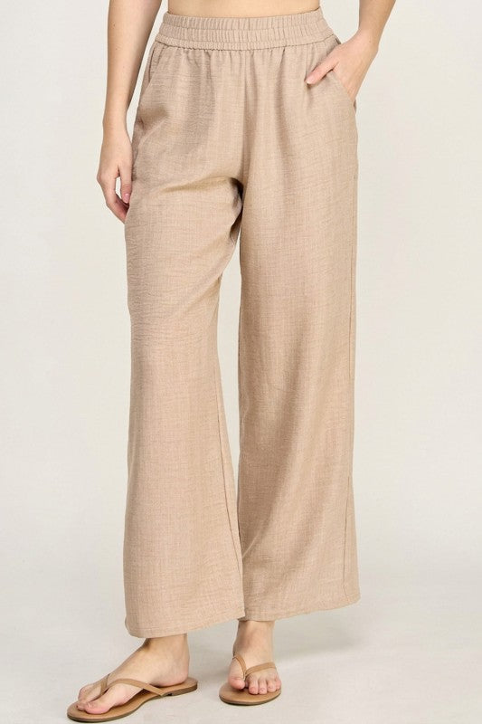 Linen Drawstring Pants – Relaxed Wide Leg Fit
