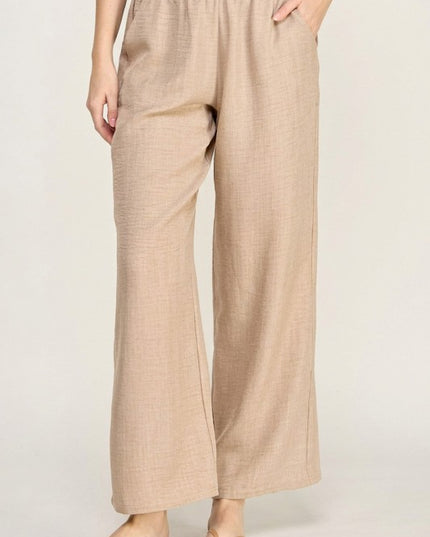 Linen Drawstring Pants – Relaxed Wide Leg Fit
