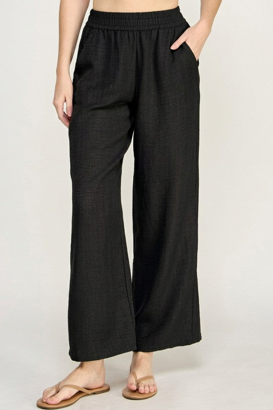 Linen Drawstring Pants – Relaxed Wide Leg Fit