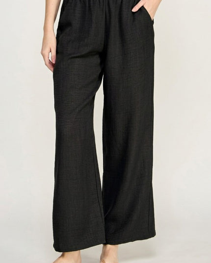 Linen Drawstring Pants – Relaxed Wide Leg Fit