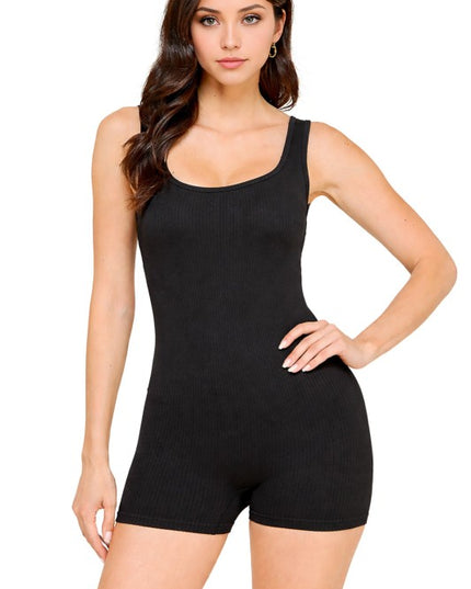 RP35 Fine Ribbed Sleeveless Romper – Scoop Neck Fit