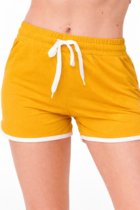 Drawstring Dolphin Shorts – Piping Detail Casual Fit