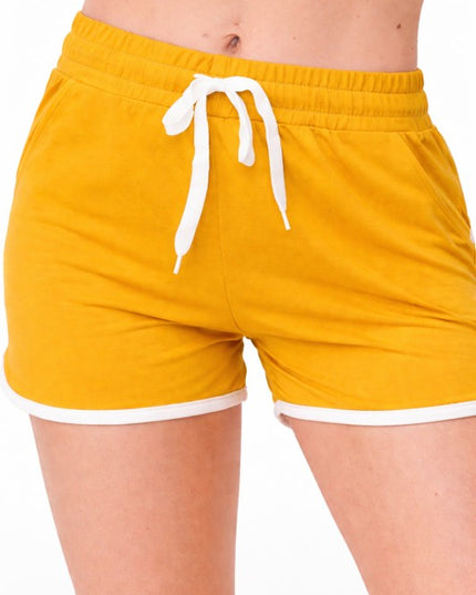 Drawstring Dolphin Shorts – Piping Detail Casual Fit