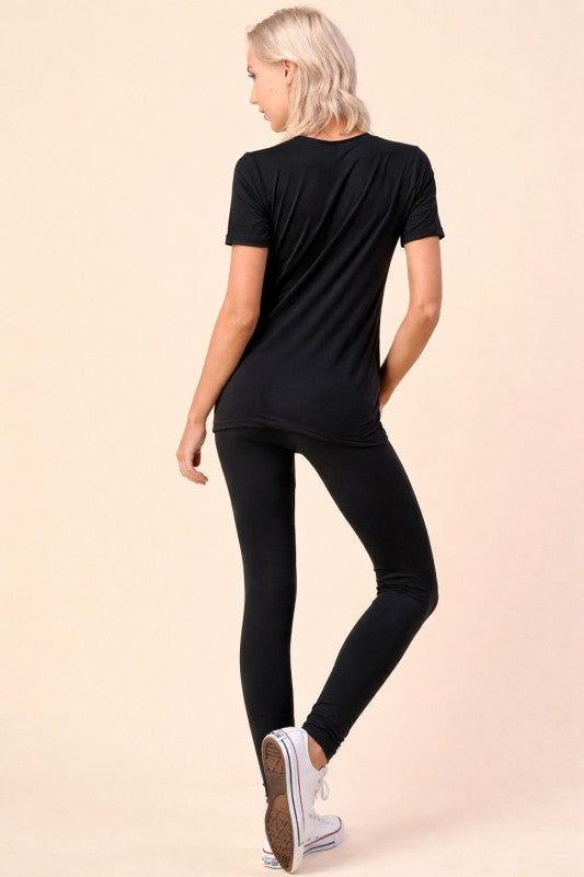 SET-701 SOLID ROUND NECK TOP SET