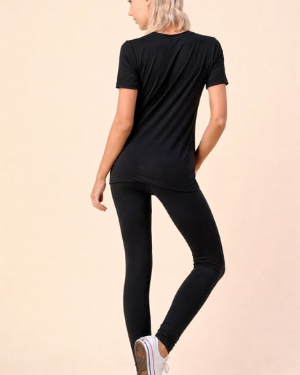 SET-701 SOLID ROUND NECK TOP SET