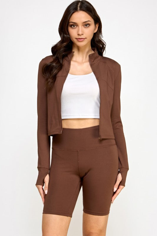 Solid Yoga Jacket 2-Piece Set – Sculpt Fit Activewear Set