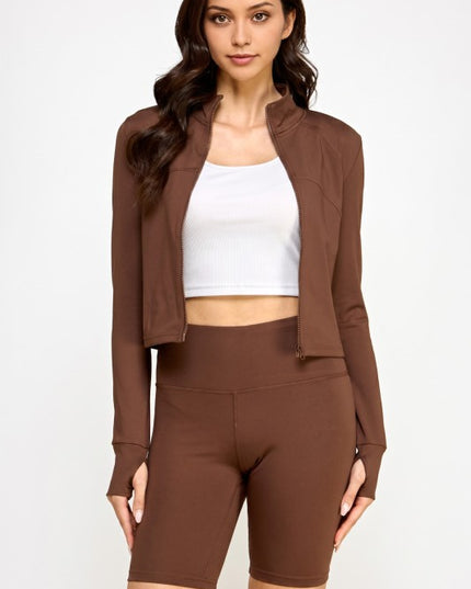 Solid Yoga Jacket 2-Piece Set – Sculpt Fit Activewear Set