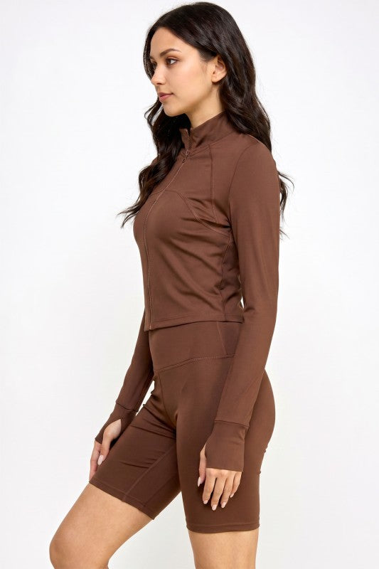 Solid Yoga Jacket 2-Piece Set – Sculpt Fit Activewear Set