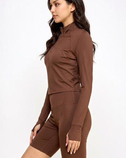 Solid Yoga Jacket 2-Piece Set – Sculpt Fit Activewear Set