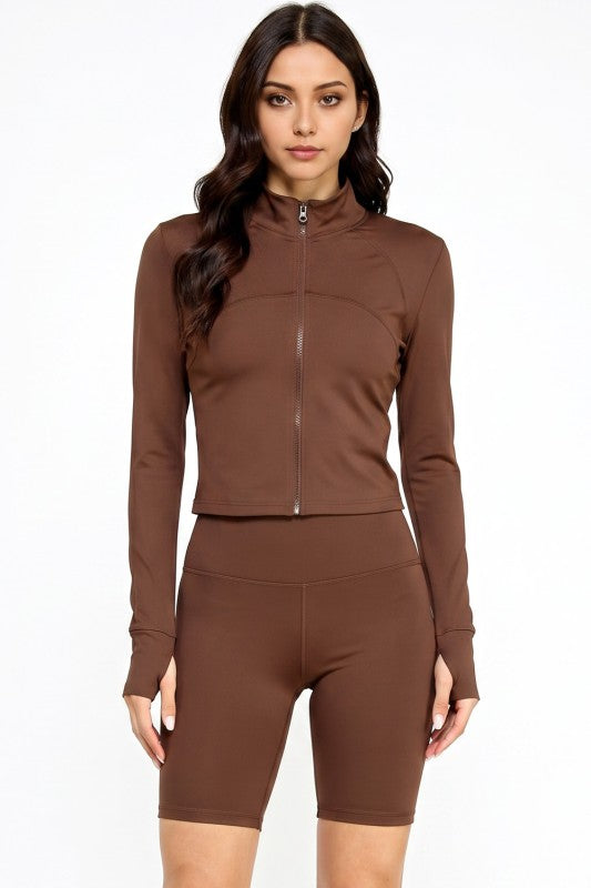Solid Yoga Jacket 2-Piece Set – Sculpt Fit Activewear Set