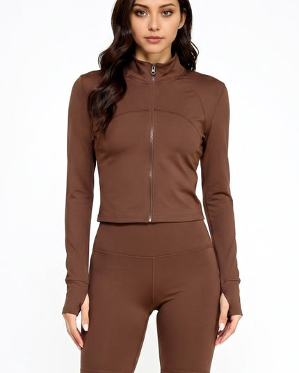 Solid Yoga Jacket 2-Piece Set – Sculpt Fit Activewear Set