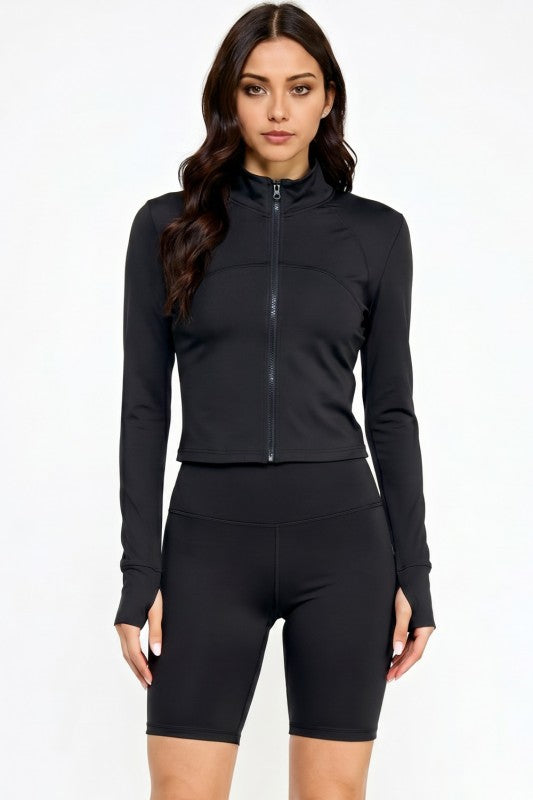 Solid Yoga Jacket 2-Piece Set – Sculpt Fit Activewear Set