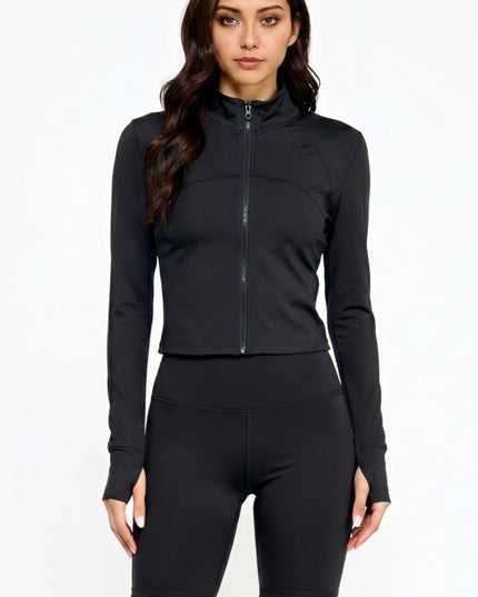 Solid Yoga Jacket 2-Piece Set – Sculpt Fit Activewear Set