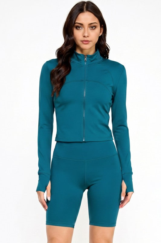 Solid Yoga Jacket 2-Piece Set – Sculpt Fit Activewear Set