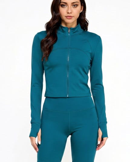 Solid Yoga Jacket 2-Piece Set – Sculpt Fit Activewear Set