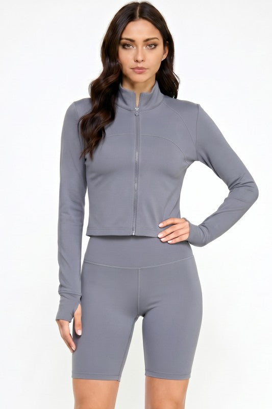 Solid Yoga Jacket 2-Piece Set – Sculpt Fit Activewear Set
