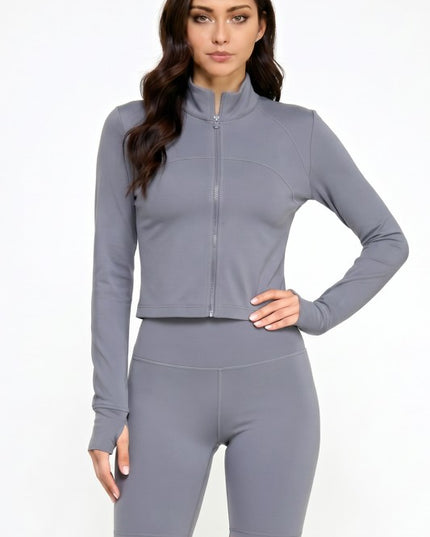 Solid Yoga Jacket 2-Piece Set – Sculpt Fit Activewear Set