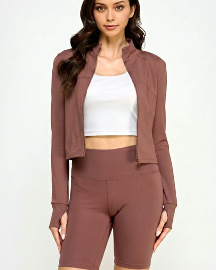 Solid Yoga Jacket 2-Piece Set – Sculpt Fit Activewear Set