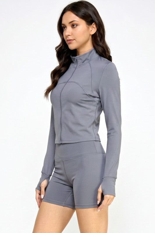Solid Yoga Jacket Set – Fitted Performance Active Set