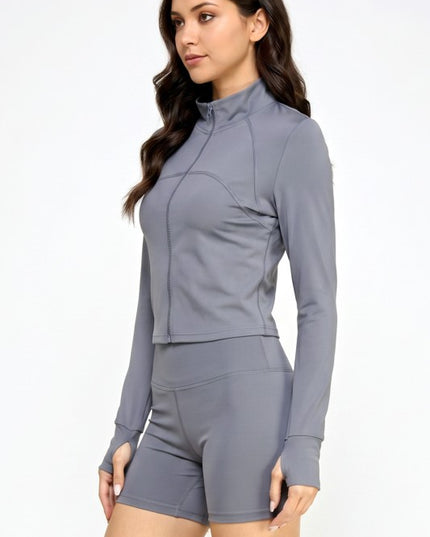 Solid Yoga Jacket Set – Fitted Performance Active Set