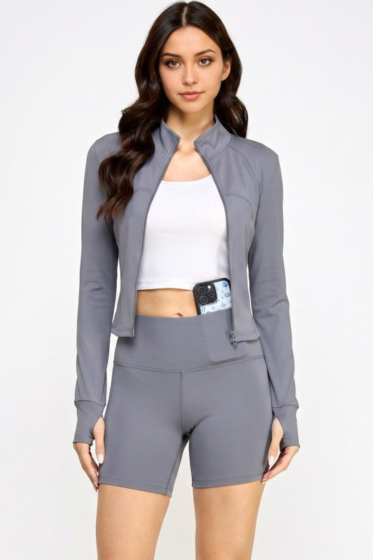 Solid Yoga Jacket Set – Fitted Performance Active Set