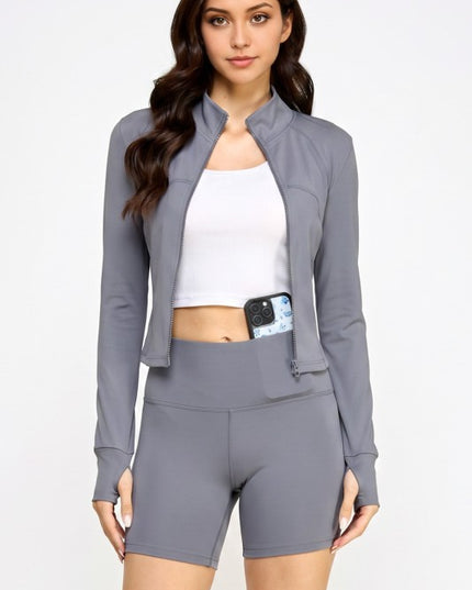 Solid Yoga Jacket Set – Fitted Performance Active Set