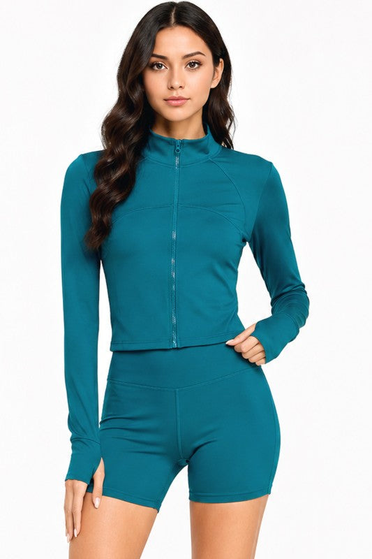 Solid Yoga Jacket Set – Fitted Performance Active Set