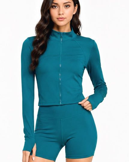 Solid Yoga Jacket Set – Fitted Performance Active Set