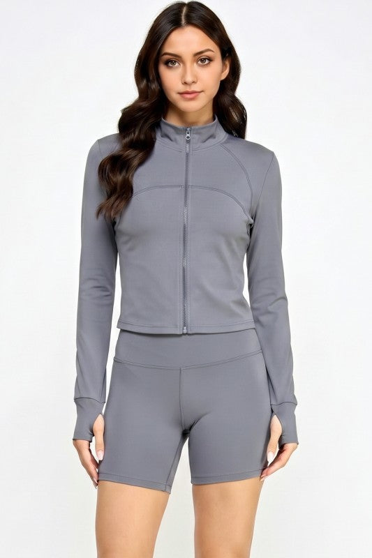 Solid Yoga Jacket Set – Fitted Performance Active Set