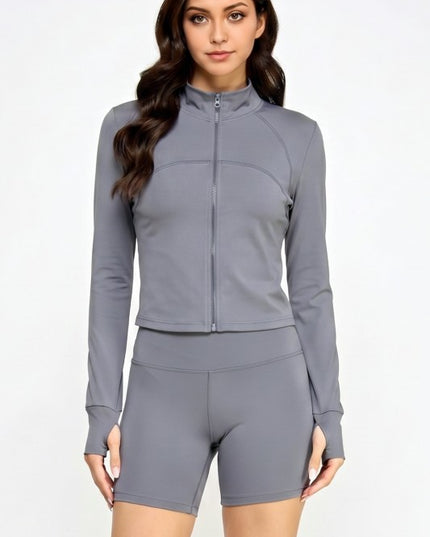 Solid Yoga Jacket Set – Fitted Performance Active Set