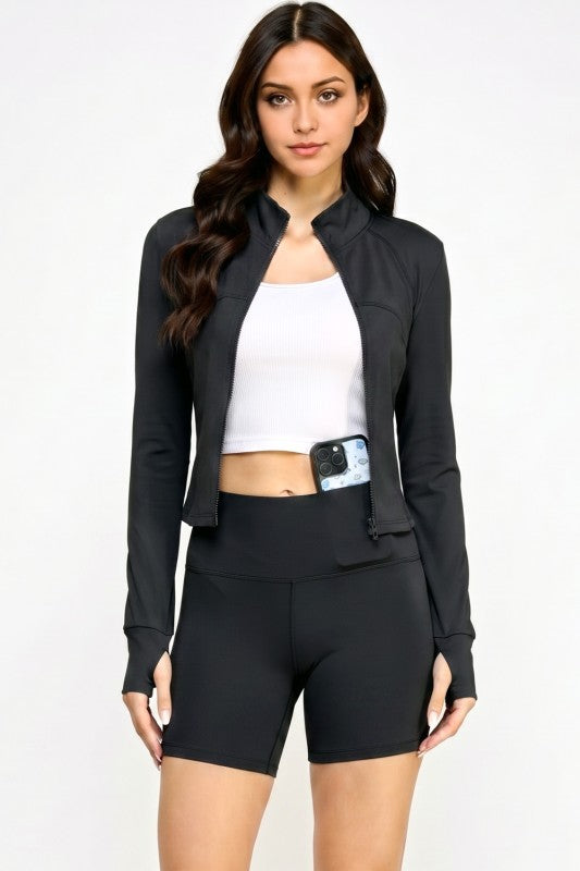 Solid Yoga Jacket Set – Fitted Performance Active Set