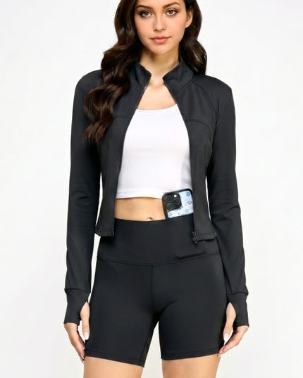 Solid Yoga Jacket Set – Fitted Performance Active Set
