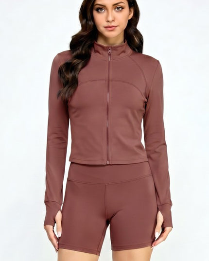 Solid Yoga Jacket Set – Fitted Performance Active Set