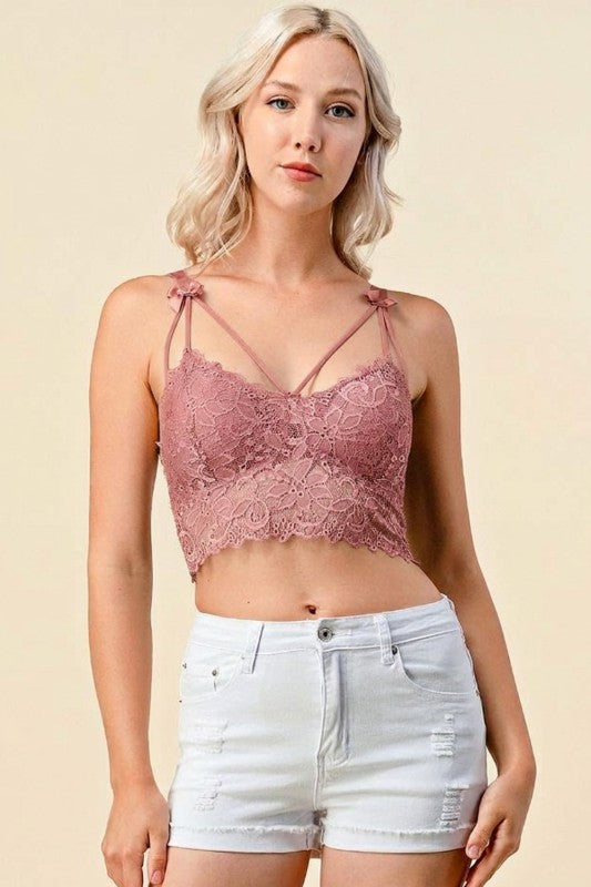 LB37C Ribbon Detail Lace Bralette