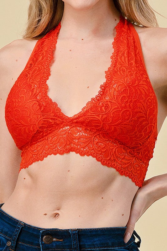 LB18 LACE HALTER NECK BRALETTE