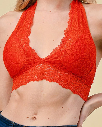 LB18 LACE HALTER NECK BRALETTE