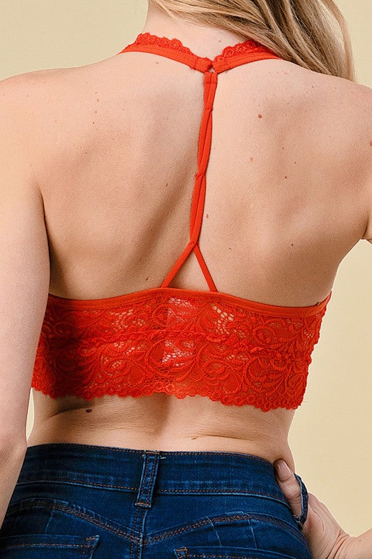 LB18 LACE HALTER NECK BRALETTE