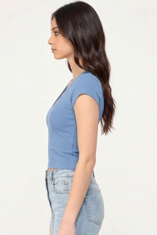 Crop Top V-Neck Double Layer – Sculpt Fit Stretch