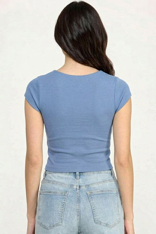 Crop Top V-Neck Double Layer – Sculpt Fit Stretch