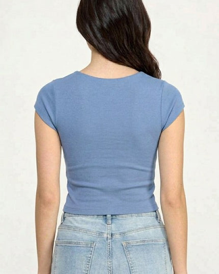 Crop Top V-Neck Double Layer – Sculpt Fit Stretch