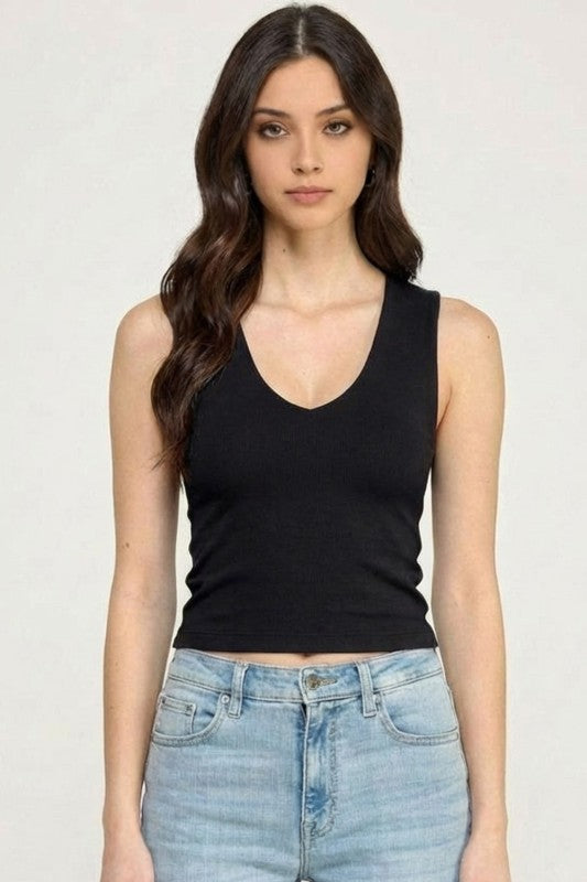 Crop Top V-Neck Double Layer – Sculpt Fit Stretch