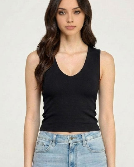 Crop Top V-Neck Double Layer – Sculpt Fit Stretch