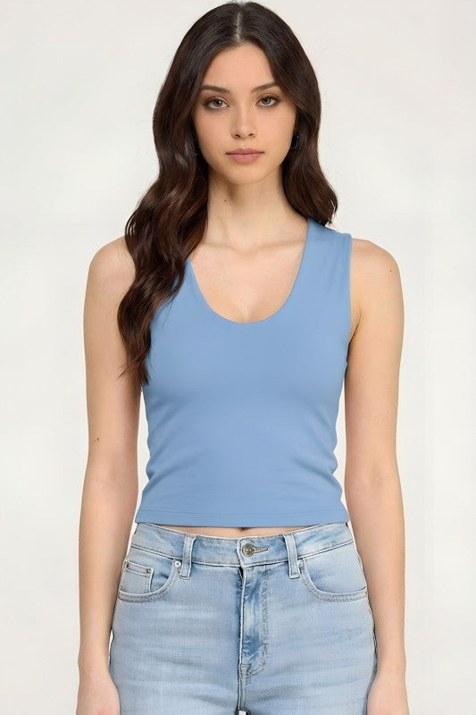 Crop Top V-Neck Double Layer – Sculpt Fit Stretch