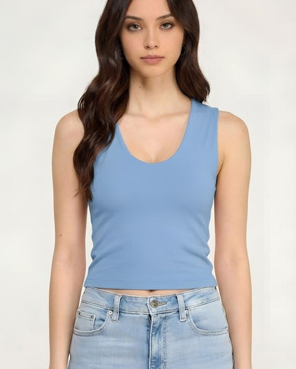 Crop Top V-Neck Double Layer – Sculpt Fit Stretch